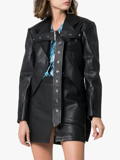 Shop Burberry Biker Belt Detail Leather Morning Jacket In Black