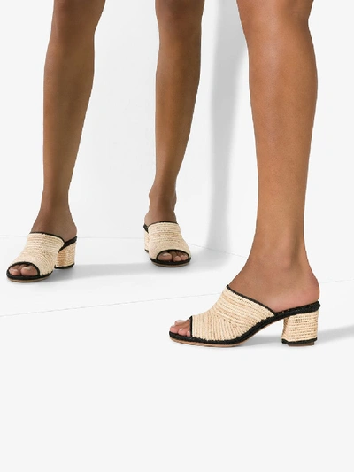 Shop Carrie Forbes Beige And Black Rama 20 Raffia Mule Sandals In Neutrals