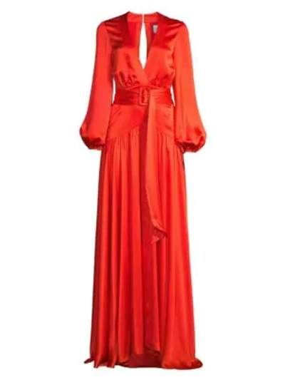 Shop Alexis Modesta Silk Maxi Dress In Red