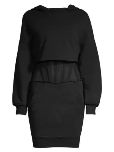 Shop Rta Bailey Corset Sweatshirt Dress In Black