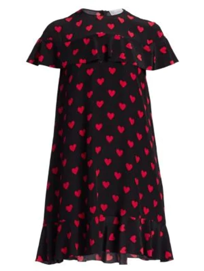 Shop Red Valentino Heart Mini Shift Dress In Black
