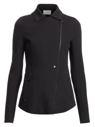 Shop Akris Punto Asymmetric Zip Jersey Jacket In Black