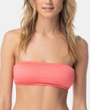 women's smocked tube bandeau bikini top