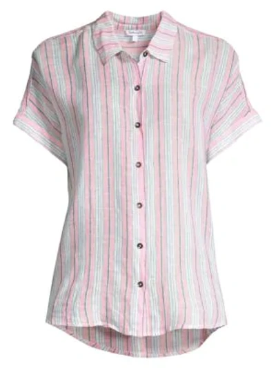 Shop Splendid Canyon Striped Tie-front Shirt In Pink Glow Multi