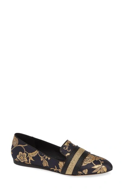 Shop Veronica Beard Griffin Pointy Toe Loafer In Graphite/gold