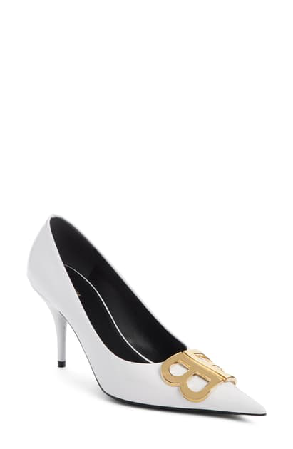 Balenciaga Bb Patent Leather Pumps In White | ModeSens