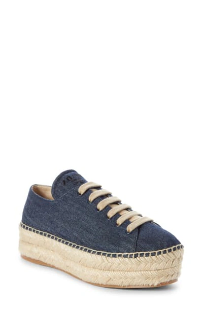 Shop Prada Platform Espadrille Sneaker In Blue Denim