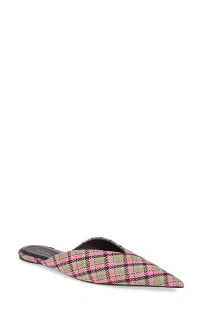 Shop Balenciaga Check Knife Mule In Grey/ Pink