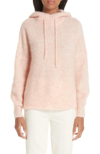 Shop Ganni Soft Wool Blend Hoodie In Silver Pink 499
