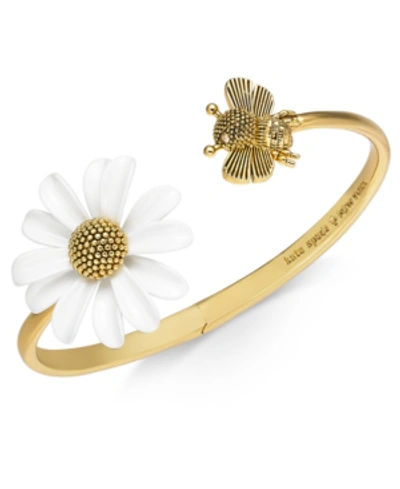 Shop Kate Spade New York Gold-tone Bee & Flower Cuff Bracelet In White