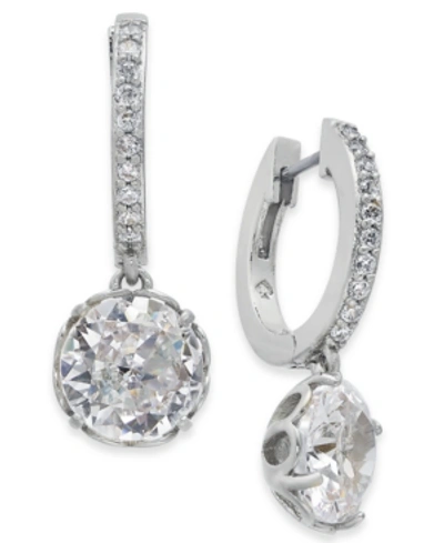 Shop Kate Spade Crystal Huggie Hoop Earrings In Clear/silver
