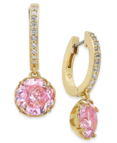 Shop Kate Spade Crystal Huggie Hoop Earrings In Pink