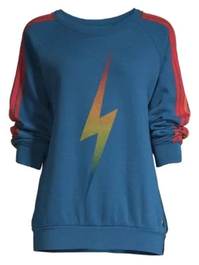 Shop Aviator Nation Bolt Fade Crewneck Sweatshirt In Vintage Caribbean Rainbow