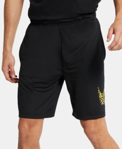 Shop Nike Men's Dri-fit Printed-logo Training Shorts In Black
