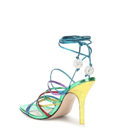 Shop Attico Fiona Metallic Leather Sandals In Multicoloured