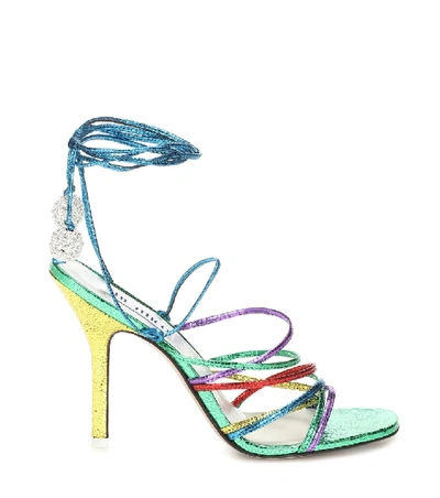 Shop Attico Fiona Metallic Leather Sandals In Multicoloured