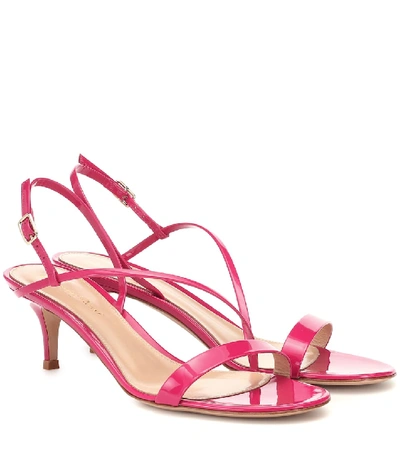 Shop Gianvito Rossi Manhattan 55 Patent Leather Sandals In Pink