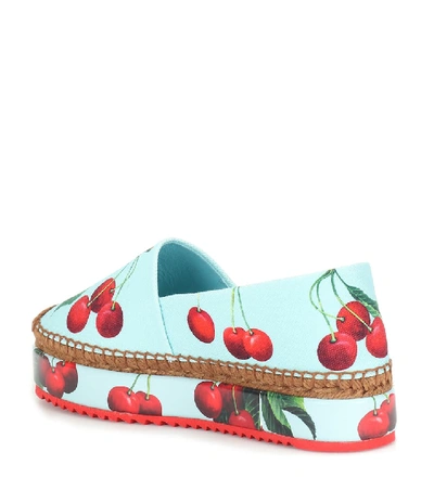 Shop Dolce & Gabbana Cherry Printed Espadrilles In Blue