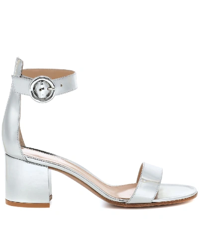 Shop Gianvito Rossi Versilia 60 Leather Sandals In Silver