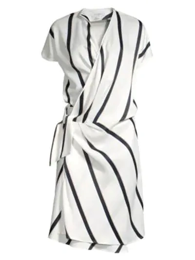 Shop Equipment Leonce Striped Wrap Dress In Nature White