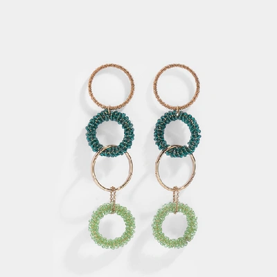Shop Jacquemus | Les Boucles Riviera Earrings In Brass And Green Swarovski Crystals