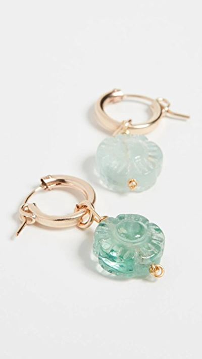 Shop Brinker & Eliza Flower Child Huggie Earrings In Deep Seafoam/soft Seafoam