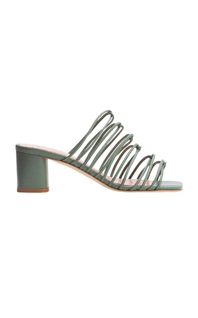 Shop Aeyde Pearl Leather Sandals In Green