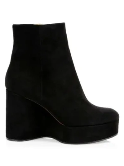Shop Clergerie Women's Belen 2 Suede Platform Wedge Boots In Black