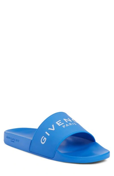 Shop Givenchy Slide Sandal In Electric Blue/ White