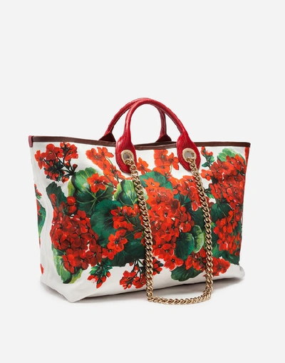 Shop Dolce & Gabbana Large Capri Shopping Bag In Portofino-print Canvas In Floral Print