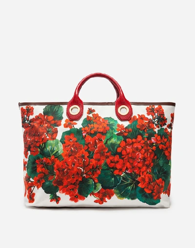 Shop Dolce & Gabbana Large Capri Shopping Bag In Portofino-print Canvas In Floral Print