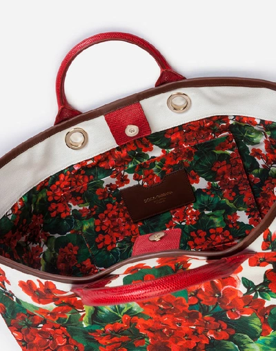Shop Dolce & Gabbana Large Capri Shopping Bag In Portofino-print Canvas In Floral Print