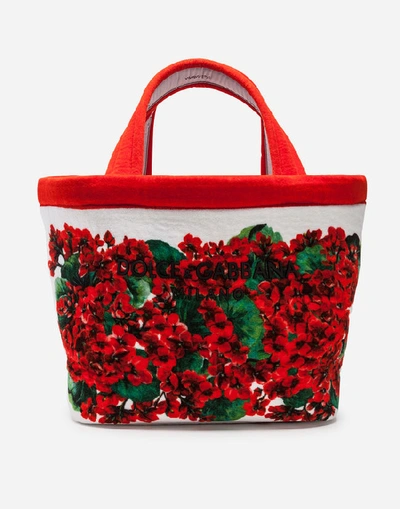 Shop Dolce & Gabbana Large Escape Shopping Bag In Portofino-print Terrycloth In Floral Print