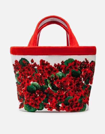 Shop Dolce & Gabbana Large Escape Shopping Bag In Portofino-print Terrycloth In Floral Print