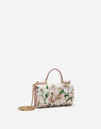 Shop Dolce & Gabbana Von Bag In Lily-print Dauphine Calfskin In Floral Print