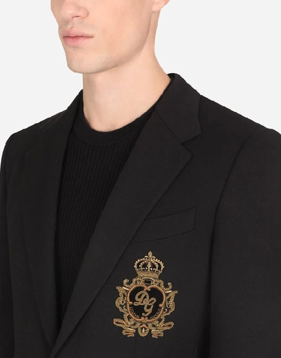 Shop Dolce & Gabbana Jersey Jacket With Patch In Black