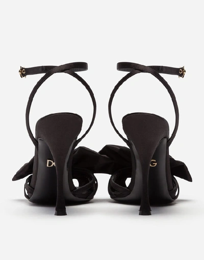 Shop Dolce & Gabbana Satin Sandals With Bejeweled Detail In Black