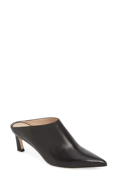 Shop Stuart Weitzman Mira Pointy Toe Mule In Nero Cush Nappa