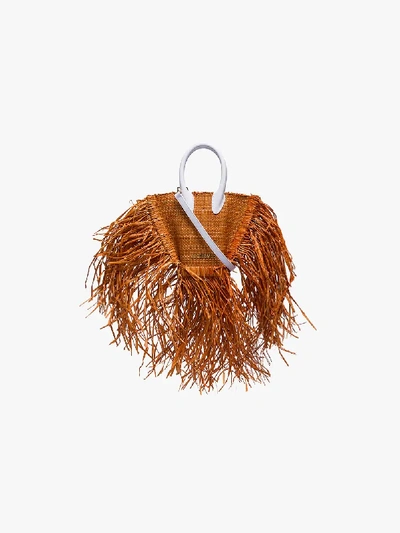 Shop Jacquemus 'le Petit Baci' Strohtasche In Terracotta