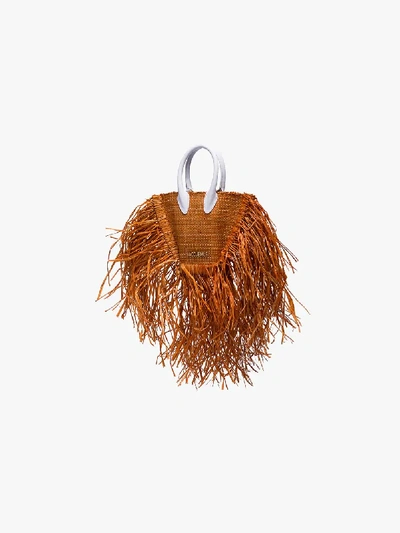 Shop Jacquemus 'le Petit Baci' Strohtasche In Terracotta