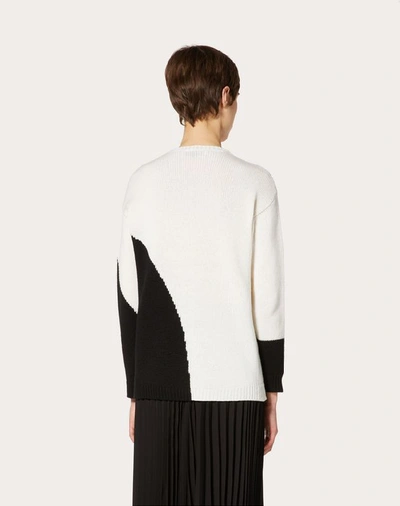 Shop Valentino Cashmere Inlay Sweater In Ivory
