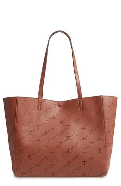 Shop Stella Mccartney Small Logo Faux Leather Tote - Brown In Cinnamon