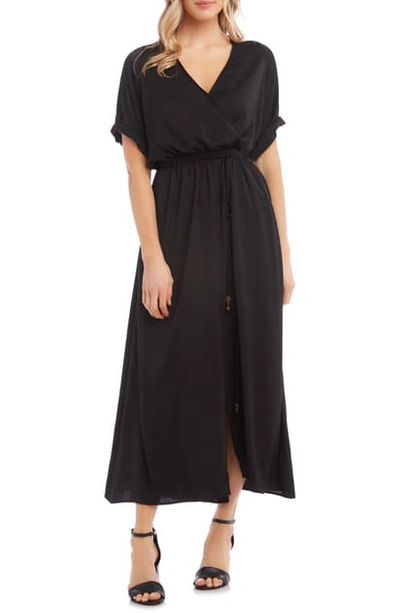 Shop Karen Kane Cuffed Sleeve Midi Dress In Black