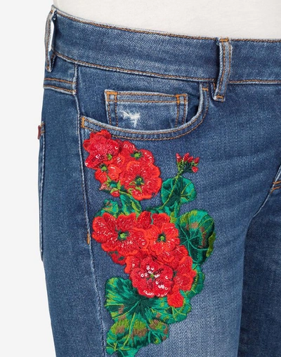 Shop Dolce & Gabbana Pretty Fit Jeans With Embroidery In Blue