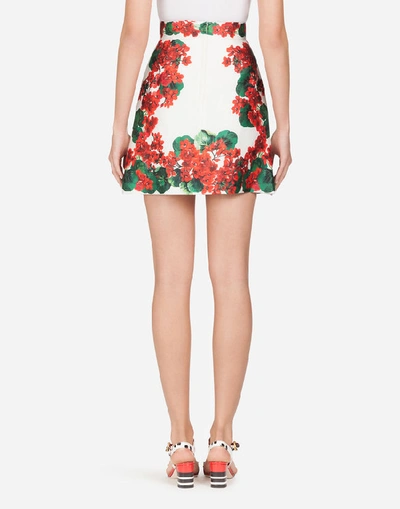 Shop Dolce & Gabbana Short Portofino-print Mikado Skirt In Floral Print