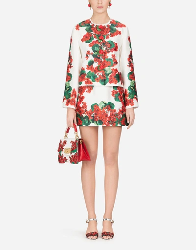 Shop Dolce & Gabbana Short Portofino-print Mikado Skirt In Floral Print