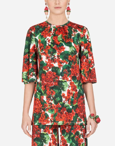 Shop Dolce & Gabbana Portofino-print Viscose Blouse In Floral Print