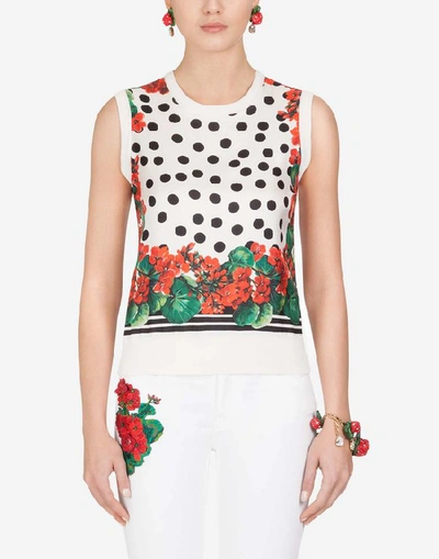 Shop Dolce & Gabbana Portofino-print Twill And Silk Sweater In Floral Print