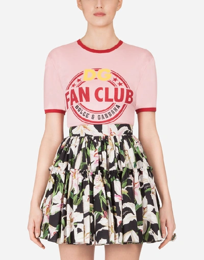 Shop Dolce & Gabbana Jersey T-shirt With Dg Fan Club Print In Pink