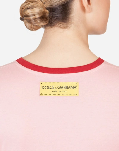 Shop Dolce & Gabbana Jersey T-shirt With Dg Fan Club Print In Pink